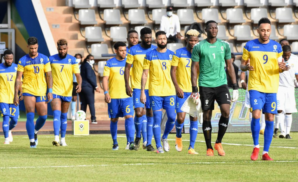 Aubameyang scores and assists in vital Gabon win 2 Pierre-Emerick Aubameyang leads Gabon out (Photo via FEGAFOOT on Facebook)