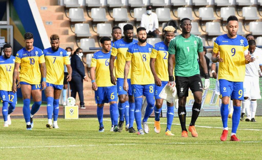 Pierre-Emerick Aubameyang leads Gabon out (Photo via FEGAFOOT on Facebook)