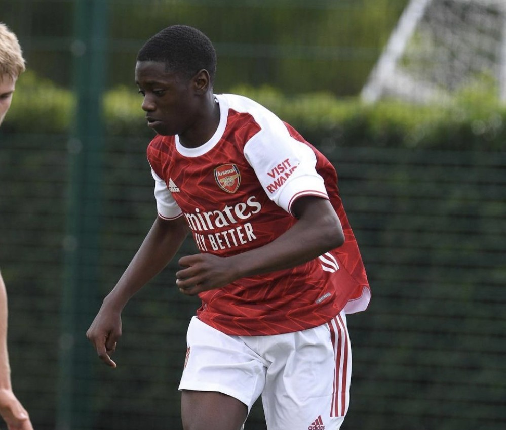 Charles Sagoe Jr with the Arsenal Academy (Photo via Sagoe Jr on Instagram)