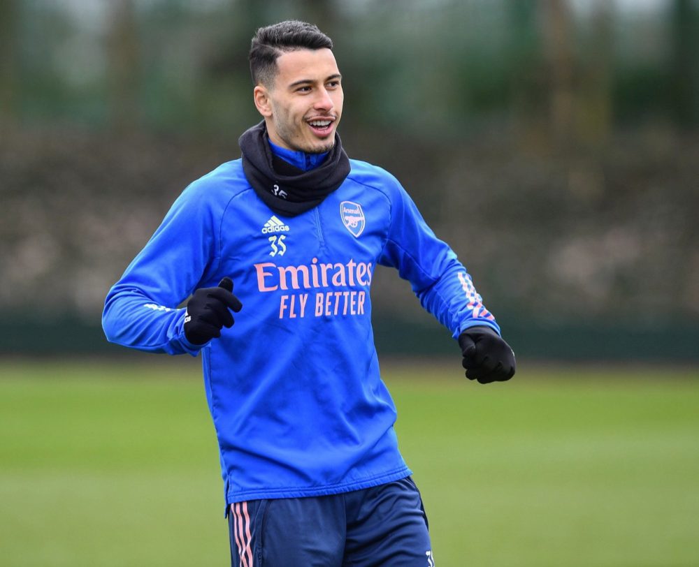 Gabriel Martinelli in training with Arsenal (Photo via Martinelli on Twitter)