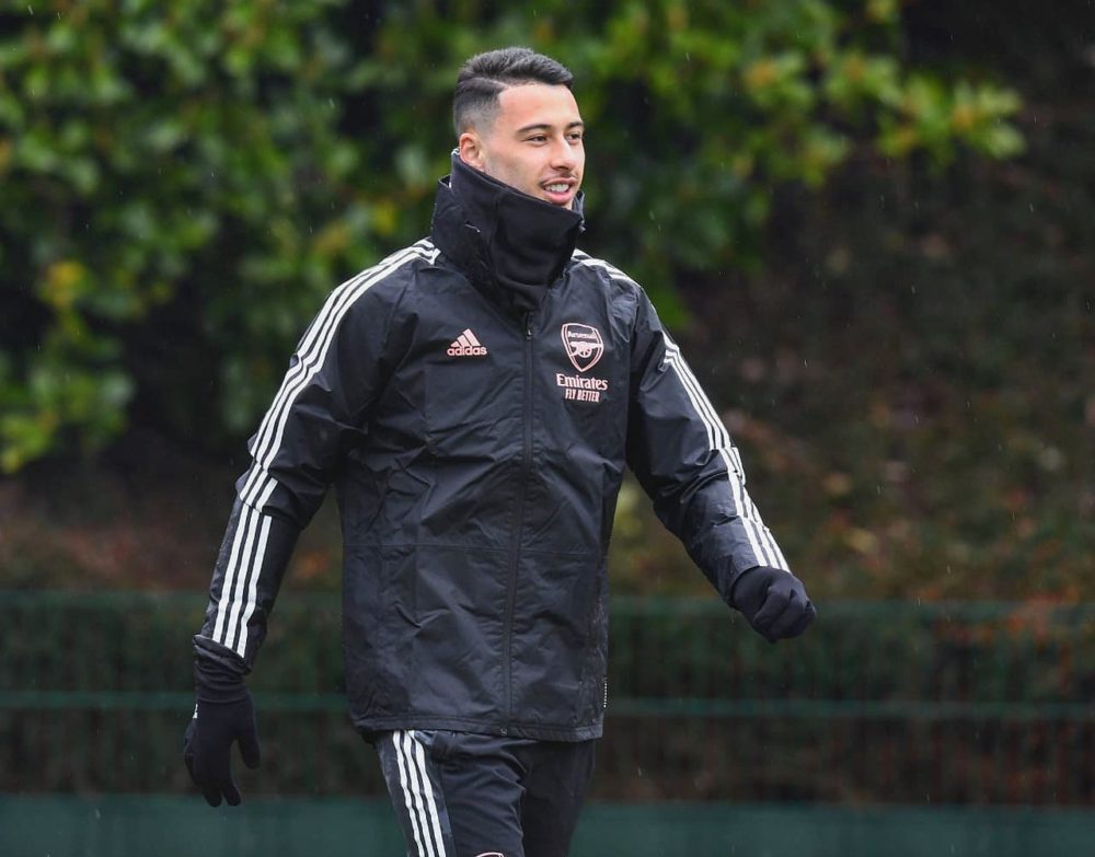 Gabriel Martinelli in training with Arsenal (Photo via Martinelli on Twitter)