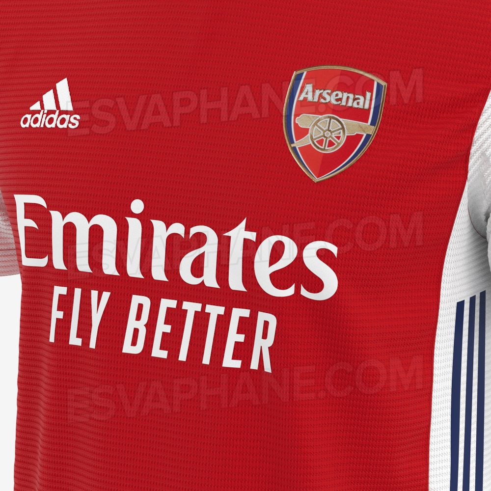 New leaked details on Arsenal's three 2021/21 kits 2 Arsenal Home Kit 2021/22 Mock Up (via Esvaphane.com)