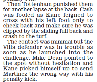 Lacazette vs Kane: Hilarious double-standards in Daily Mail penalty coverage 4 Daily Mail, 22 march 2021 on Harry Kane's penalty vs Aston Villa