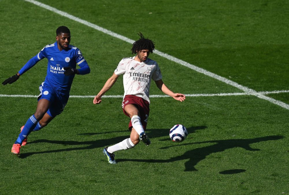 Ian Wright picks 1 Arsenal player for criticism after Leicester match 2 LEICESTER, ENGLAND - FEBRUARY 28: Mohamed Elneny of Arsenal is closed down by Kelechi Iheanacho of Leicester City during the Premier League match between Leicester City and Arsenal at The King Power Stadium on February 28, 2021 in Leicester, England. Sporting stadiums around the UK remain under strict restrictions due to the Coronavirus Pandemic as Government social distancing laws prohibit fans inside venues resulting in games being played behind closed doors. (Photo by Michael Regan/Getty Images)