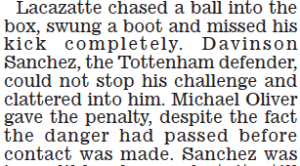 Referee says Harry Kane was reckless against Arsenal 5 Martin Samuel in Daily Mail 15 March 2021