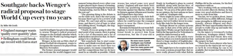 Injuries, contracts & records: 10 Arsenal stories you probably missed 11 Sunday Telegraph 21 March 2021