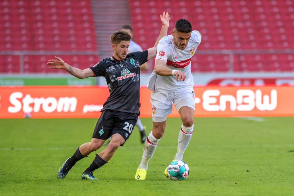 Bundesliga side plan to sign Arsenal loanee then sell him 3 Romano Schmid of SV Werder Bremen and Konstantinos Mavropanos of VfB Stuttgart. Germany, Stuttgart, 04.04.2021. (Photo via Getty Images)