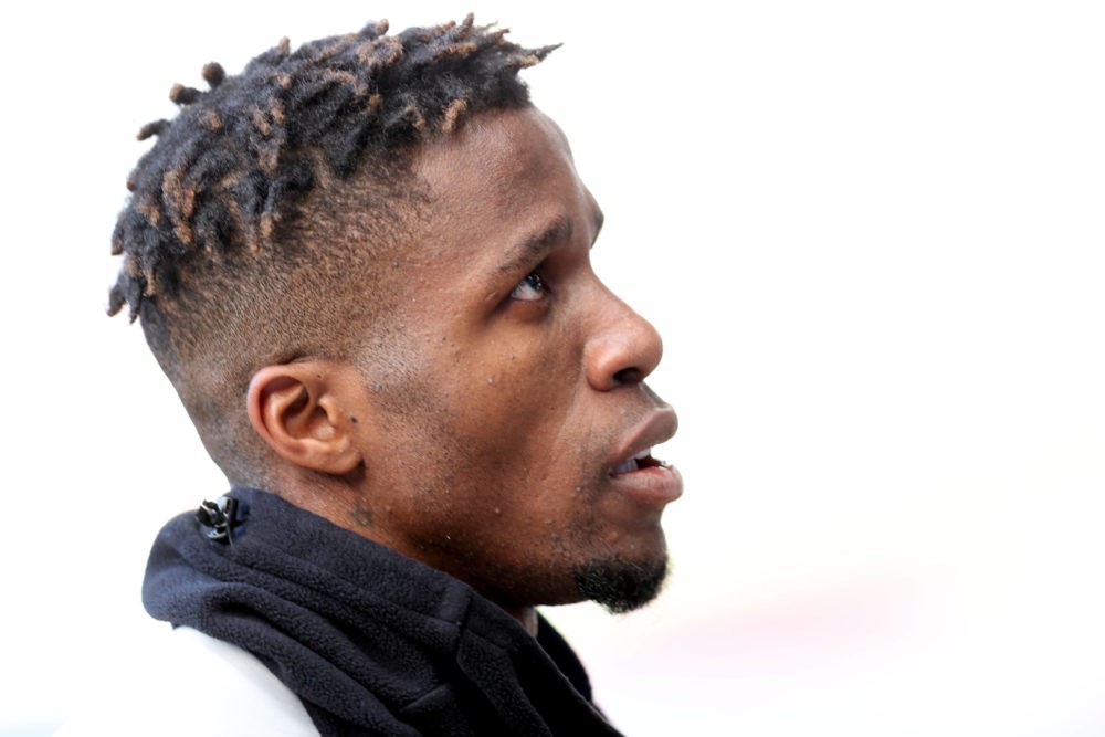 Crystal Palace's Wilfried Zaha prior to kick-off during the Premier League match at Goodison Park, Liverpool. Issue date: Monday, April 5, 2021. Co...