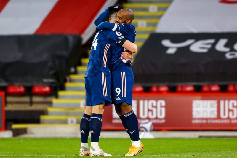 Granit Xhaka position change may not be one-off hints Mikel Arteta 2 Photo by Ryan Crockett/JMP/Shutterstock 11853495al Alexandre Lacazette of Arsenal celebrates with Granit Xhaka of Arsenal after scoring a goal to make it 3-0 Sheffield United v Arsenal, UK - 11 Apr 2021 Copyright: Ryan Crockett/JMP/Shutterstock