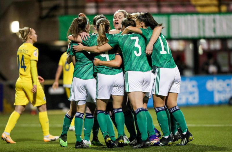 UEFA Women s Euro 2022 Play-Off Second Leg, Seaview Stadium, Belfast, Northern Ireland 13/4/2021 Northern Ireland vs Ukraine The Northern Ireland t...