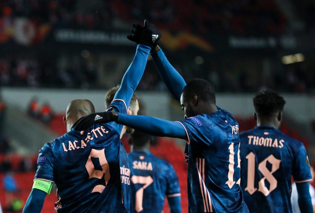 UEFA Europa League Quarter-final 2nd Leg, Football, Sinobo Stadium, Prague, Czech Republic - 15 Apr 2021 Slavia Prague v Arsenal, UEFA Europa League Quarter-final 2nd Leg, Football, Sinobo Stadium, Prague, Czech Republic - 15 Apr 2021 Copyright: Gabriel Kuchta/BPI/Shutterstock