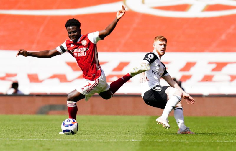What does Arsenal's draw against Fulham even mean now? 2 Bukayo Saka of Arsenal battles with Harrison Reed of Fulham Arsenal v Fulham, Premier League, Football, The Emirates Stadium, London, UK - 18 Apr 2021 Photo by Javier Garcia/BPI/Shutterstock