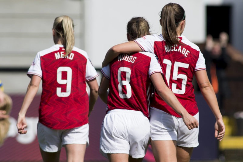 Meadow Park, Borehamwood, Englan Jordan Nobbs 8 Arsenal celebrates after scoring during the FA Womens Super League match between Arsenal and Bright...