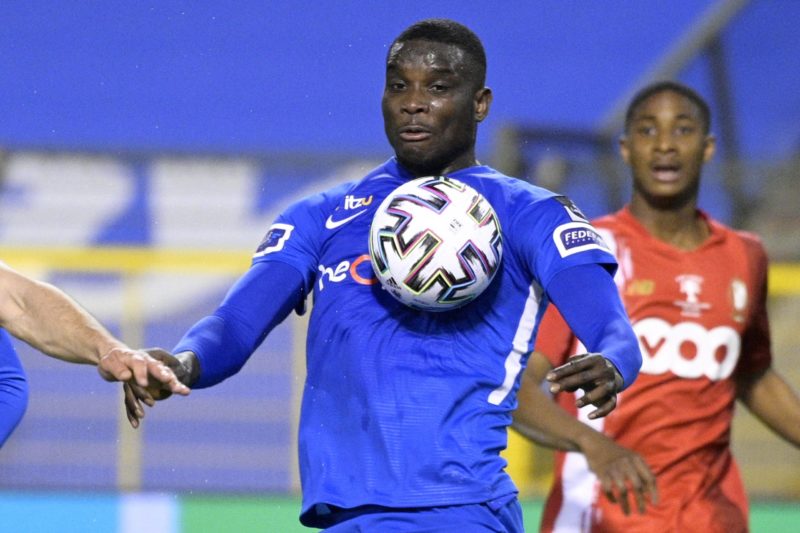 Genk s Paul Onuachu pictured in action during the Croky Cup Belgian cup final between KRC Genk and Standard de Liege, Sunday 25 April 2021 in Bruss...