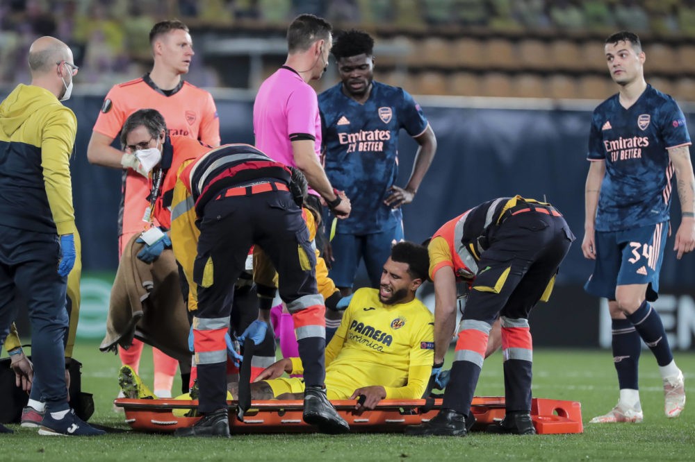 UEFA Europa League - Etienne Capoue of Villarreal is stretchered off during the UEFA Europa League match at Estadio de la Ceramica, Villarreal. Cop...