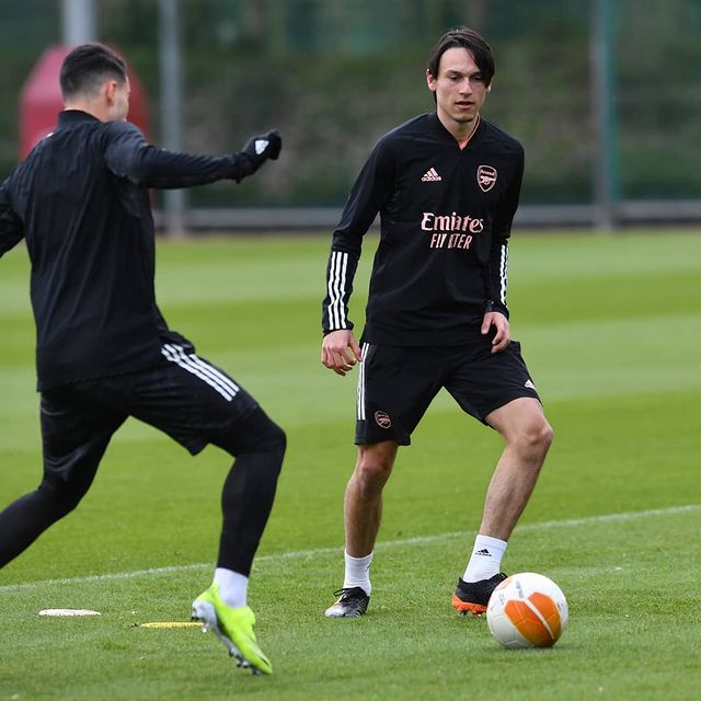 Joel Lopez in first-team training with Arsenal (Photo via Lopez on Instagram)