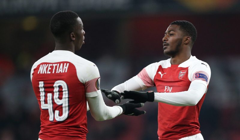 Manchester United interest in Ainsley Maitland-Niles should be wake-up call to Arsenal 2 Arsenal v Qarabag - UEFA Europa League - Group E - Emirates Stadium Arsenal s Ainsley Maitland-Niles (right) and Arsenal s Eddie Nketiah celebrate after the final whistle Copyright: Nigel French