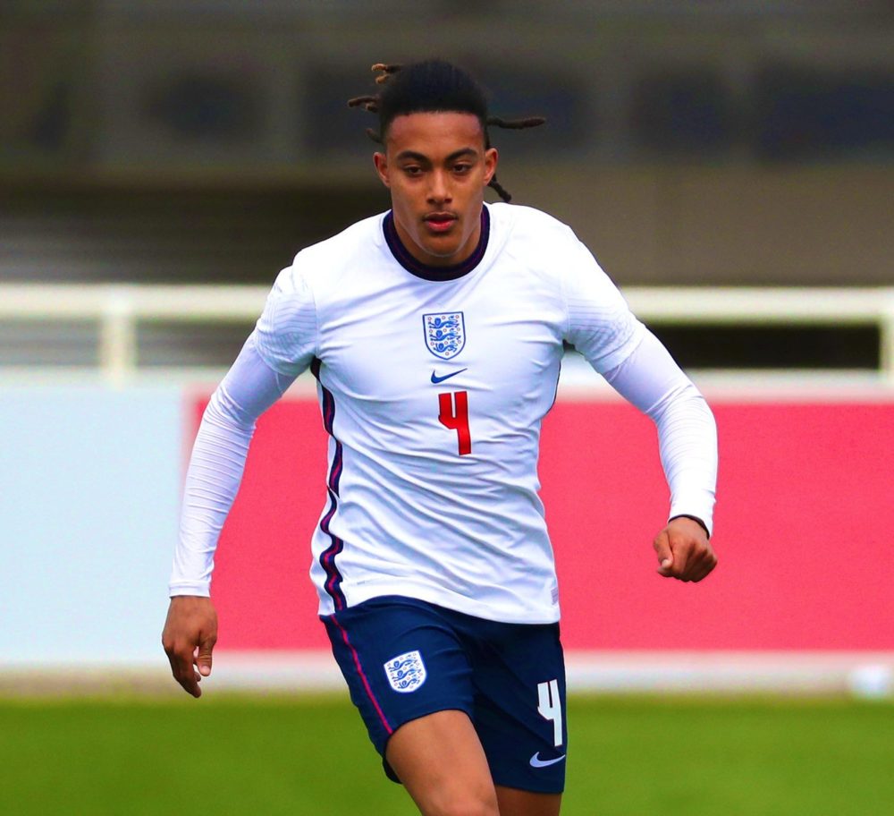Miguel Azeez playing for the England u19s (Photo via Azeez on Twitter)