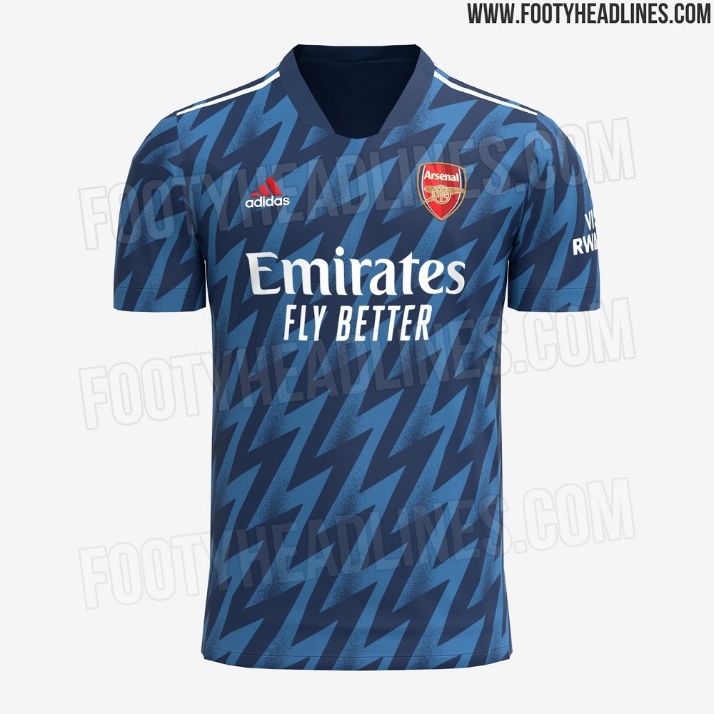 Leaked: Arsenal 2021/22 Third Kit 'Blue Lighting' design 2 Arsenal 2021/22 Third Kit design (Photo via FootyHeadlines)
