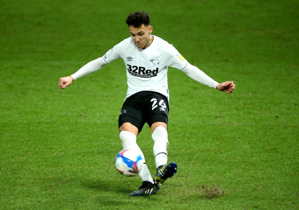 Arsenal interested in 20yo Championship signing 2 Derby County v Huddersfield Town - Derby County's Lee Buchanan during the Sky Bet Championship match at Pride Park, Derby. Picture date: Tuesday, February 23, 2021. Copyright: Nigel French