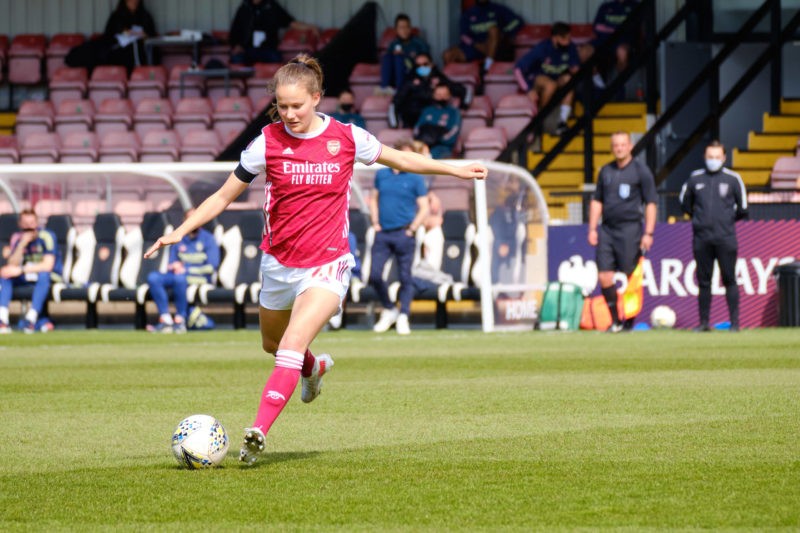 Malin Gut 21 Arsenal during the Vitality Womens FA Cup game between Arsenal v Gilligham at Meadow Park, London, England. The Vitaly Womens FA Cup -...