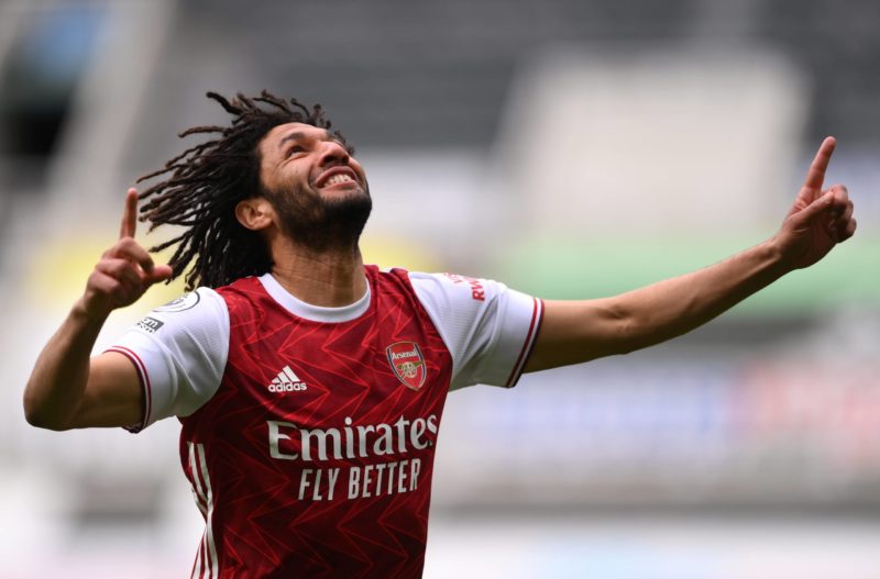 What Arsenal players are out of contract in 2022? 4 Newcastle United v Arsenal - Premier League - St James Park Arsenal s Mohamed Elneny celebrates scoring their side s first goal of the game during the Premier League match at St James Park, Newcastle upon Tyne. Issue date: Sunday May 2, 2021. Copyright: Stu Forster