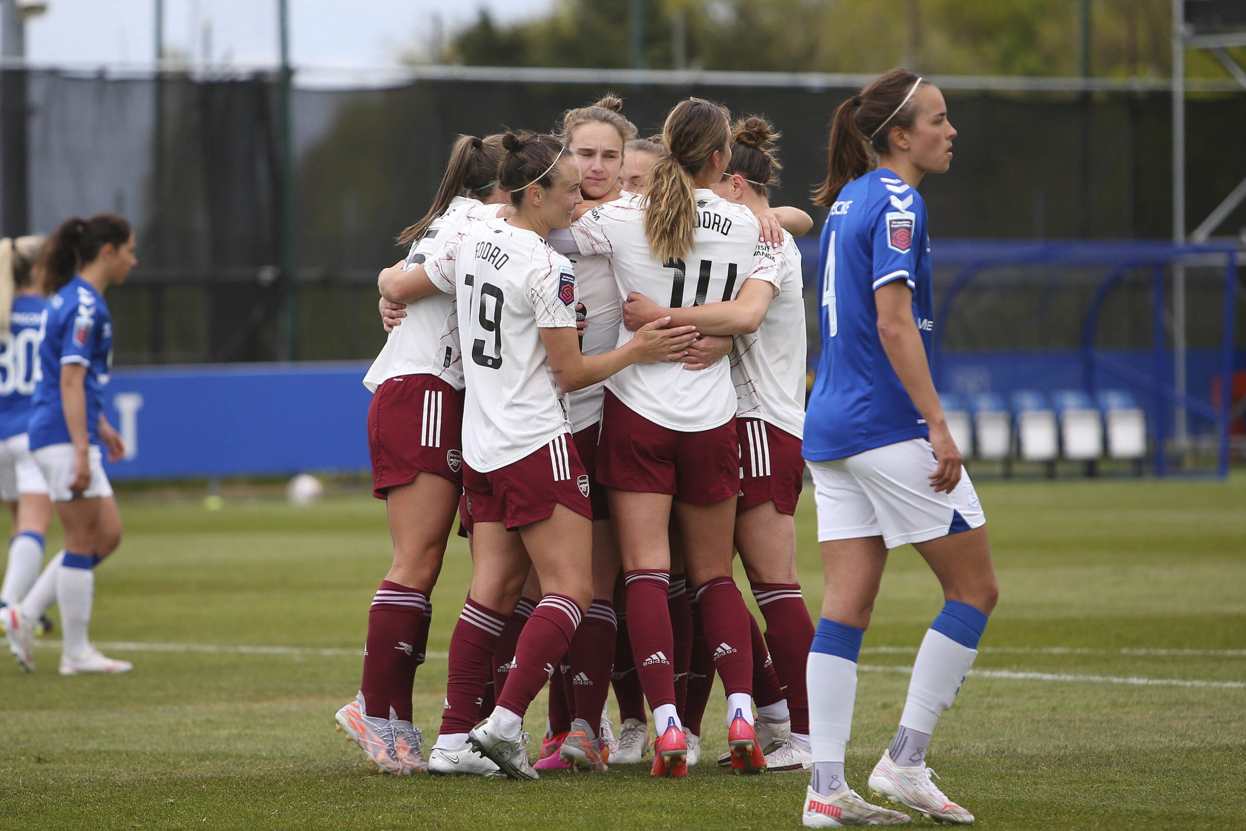 Arsenal Champions League return 99.9% sealed as Newcastle brushed aside & mixed bag for youngsters 4 Everton Women v Arsenal Women FC FA Women s Super League 02/05/2021. Goal 1-2 Arsenal midfielder Kim Little 10 scores from the penalty spot 1-2 and celebrates winning the game with the last kick of the ball during the FA Women s Super League match between Everton Women and Arsenal Women FC at the Walton Hall Park Stadium, Liverpool, United Kingdom on 2 May 2021. Liverpool Walton Hall Park Stadium Copyright: Craig Galloway