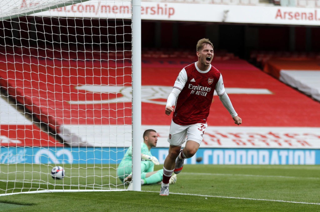 Arsenal v West Bromwich Albion - Premier League - Emirates Stadium Arsenal s Emile Smith Rowe celebrates scoring their side s first goal of the game during the Premier League match at the Emirates Stadium, London. Picture date: Sunday May 9, 2021. Copyright: Frank Augstein