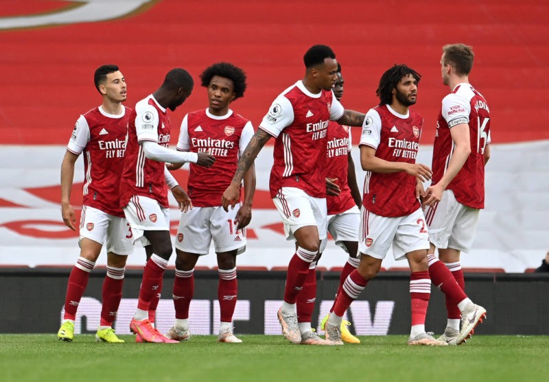 Arsenal v West Bromwich Albion - Premier League - Emirates Stadium Arsenal s Nicolas Pepe second left celebrates scoring their side s second goal o...