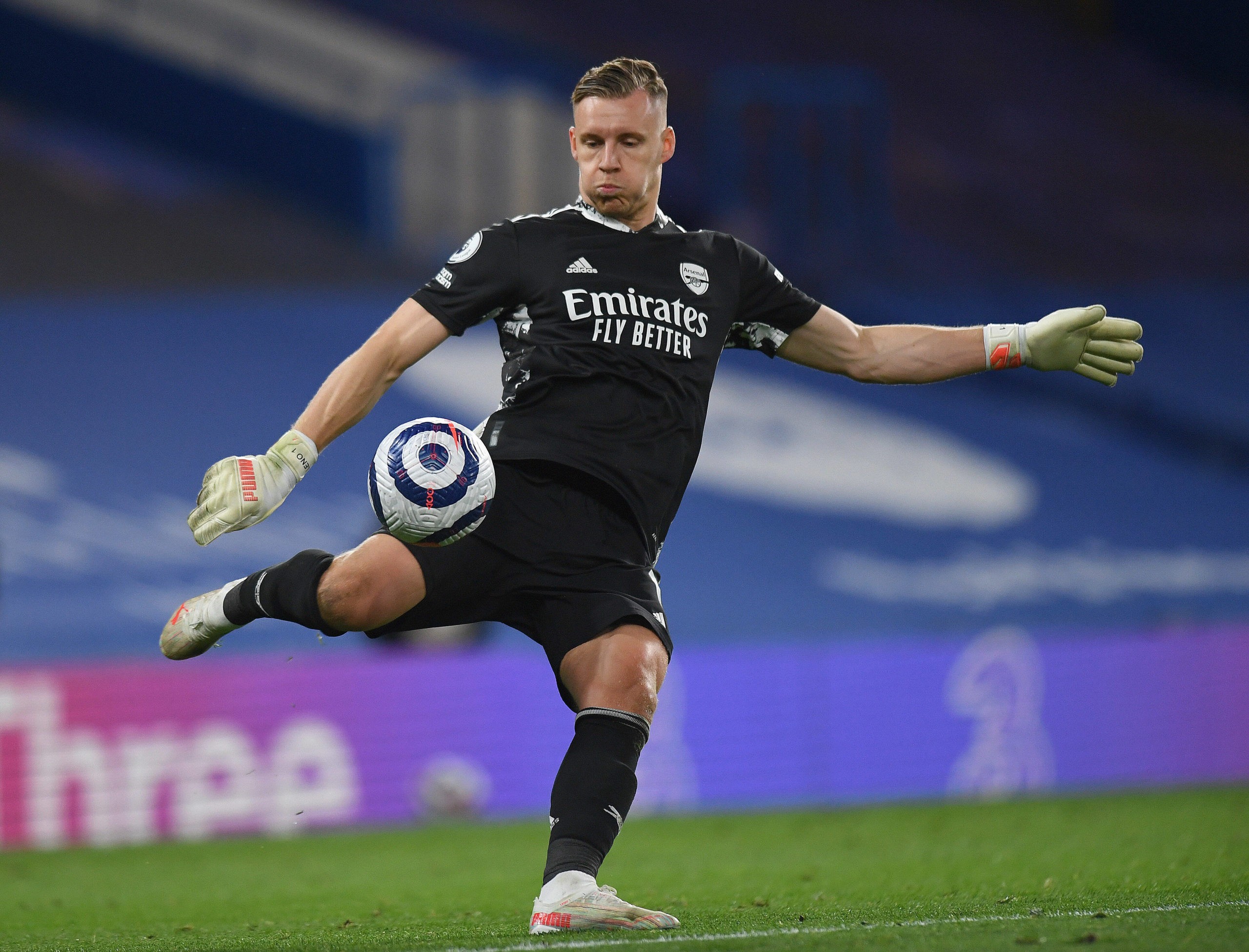 Bernd Leno during the Premier League match at Stamford Bridge, London Copyright: Mark Pain