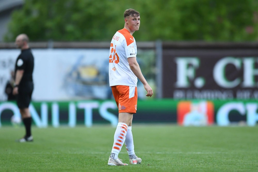 Daniel Ballard of Blackpool during the Sky Bet League 1 Play-Off Semi-Final 1st leg between Oxford United and Blackpool at the Kassam Stadium, Oxfo...