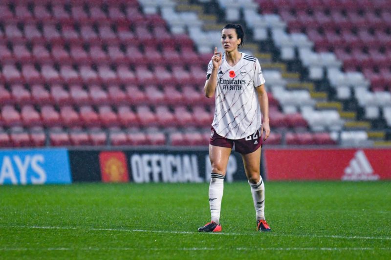 Arsenal Women midfielder Viktoria Schnaderbeck 22 gestures and reacts during the FA Women s Super League match between Manchester United Women and ...