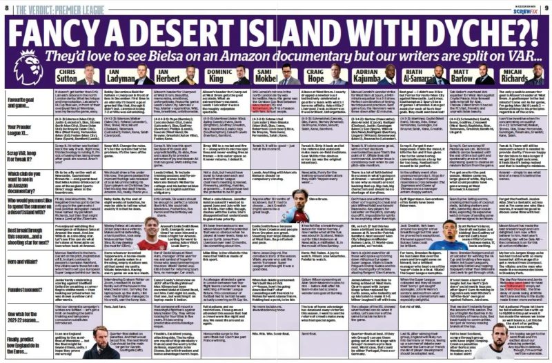 D vs C: Telegraph grade Arsenal and Tottenham but something isn't right 8 Daily Mail 24 May 2021