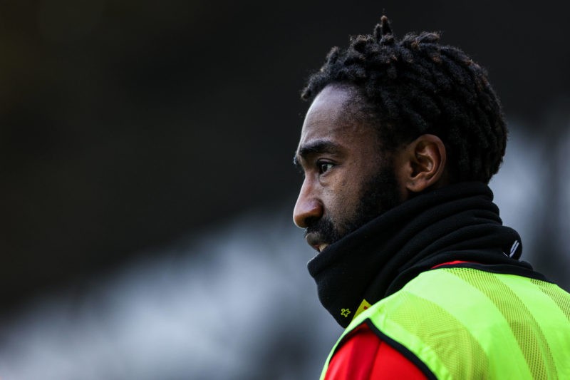 Johan Djourou 28 of FC Nordsjaelland warming up during the test match between FC Nordsjaelland and Fremad Amager in Right to Dream Park in Farum. F...
