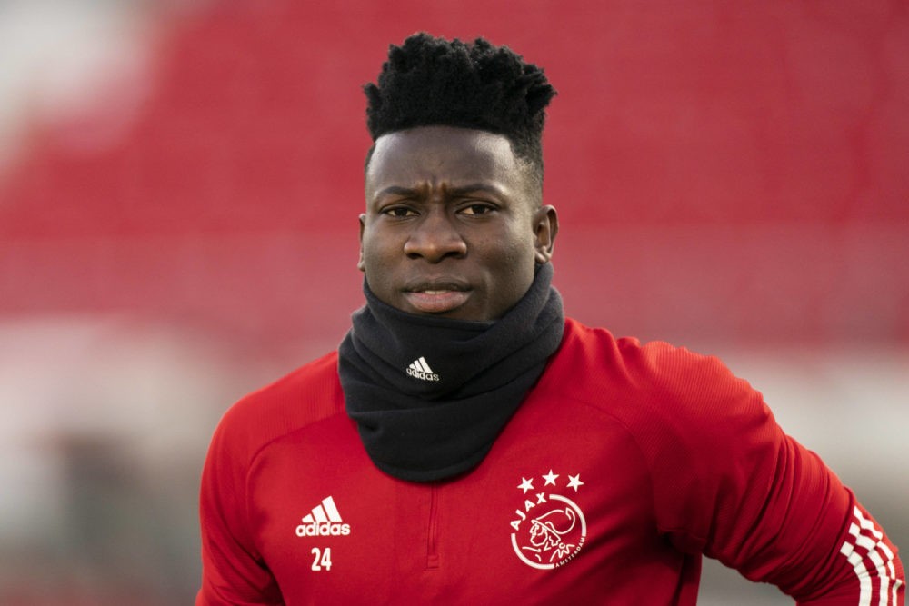 ALKMAAR, 31-01-2021, AFAS Stadion, season 2020 / 2021, Dutch Eredivisie Football between AZ - Ajax. Andre Onana AZ - Ajax. Copyright: Imago Images