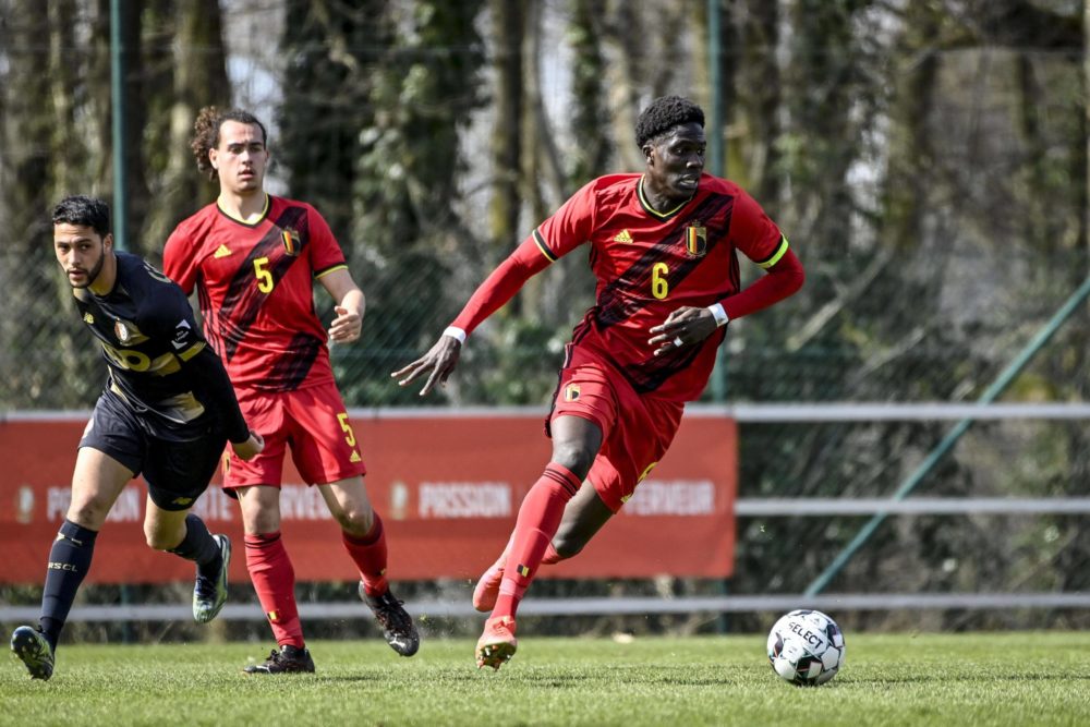 Albert Sambi Lokonga of Belgium during the friendly match between Standard Liege and the Belgian U21 national team on March 26, 2021, in Liege. Pho...