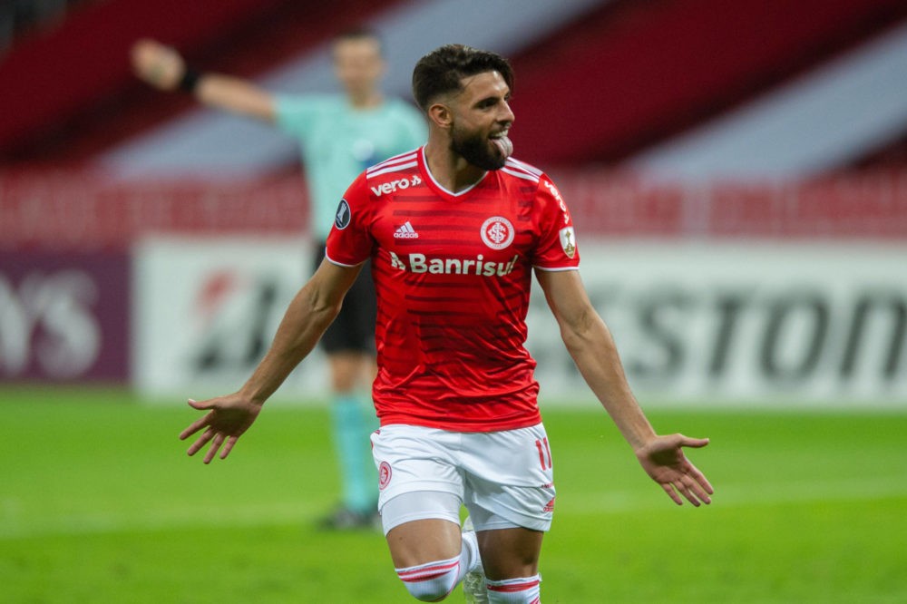 27th April 2021 - Estadio Beira Rio, Porto Alegre, Brazil Copa Libertadores, Internacional versus Deportivo Tachira - Yuri Alberto of Internacional...