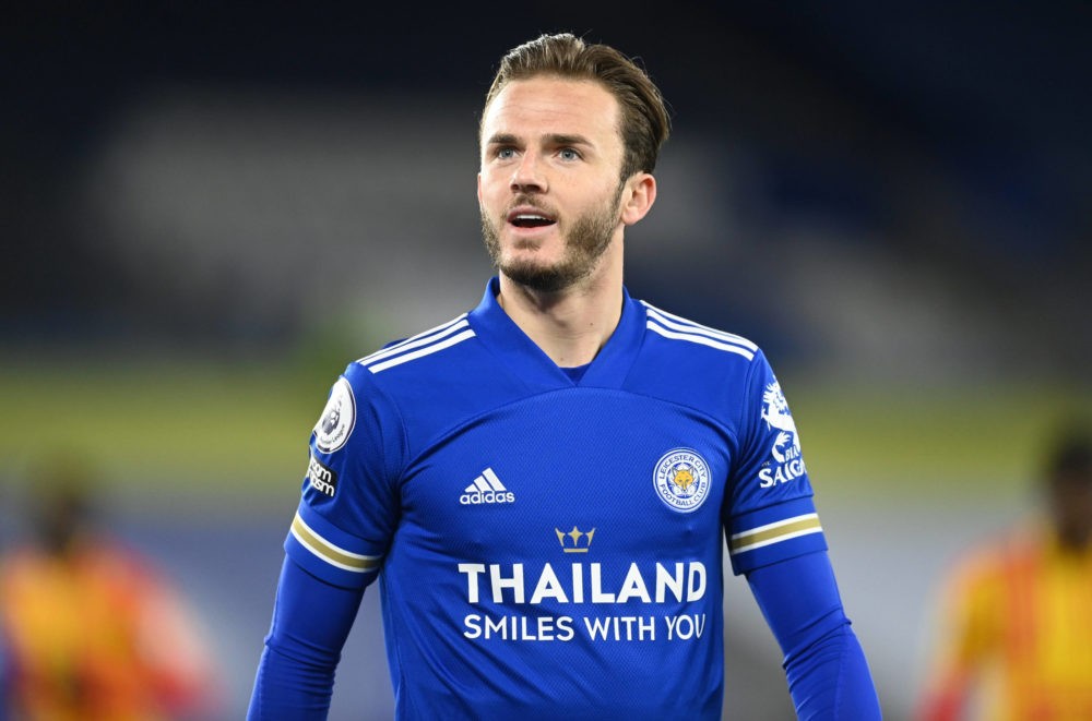 Leicester City's James Maddison reacts during the Premier League match at the King Power Stadium, Leicester. Issue date: Thursday, May 6, 2021. Cop...