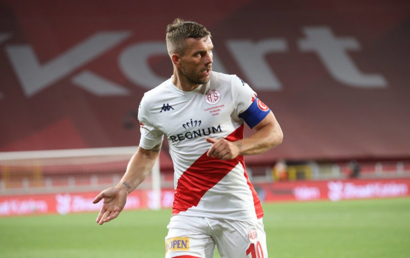 Antalyaspors Lukas Podolski during Besiktas - Antalyaspor Turkish Cup Final at Gursel Aksel Stadium in Izmir, 15th of May, 2021. Besiktas wins 2 - ...