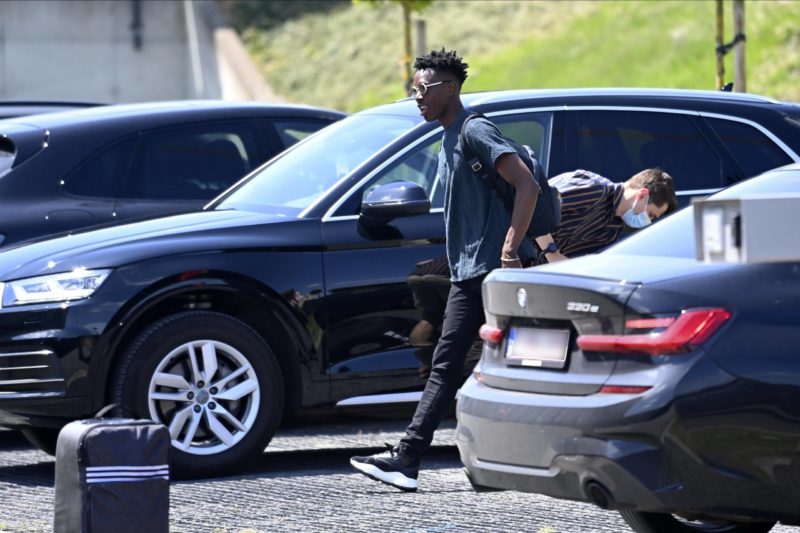 Albert Sambi Lokonga midfielder of Belgium pictured during arrival at the Belgian National Football Center Base Camp prior to the friendly games ag...