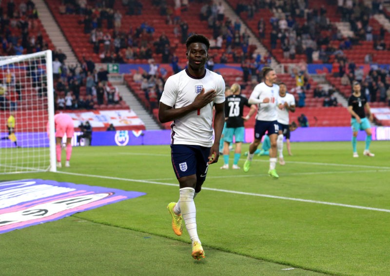 Arsenal latest: Onana offer, Buendia, Neves, Aubameyang, youth contracts, more 2 Bukayo Saka celebrates scoring their side s first goal of the game during the International Friendly at The Riverside Stadium, Middlesbrough. Picture date: Wednesday June 2, 2021. Copyright: Lindsey Parnaby
