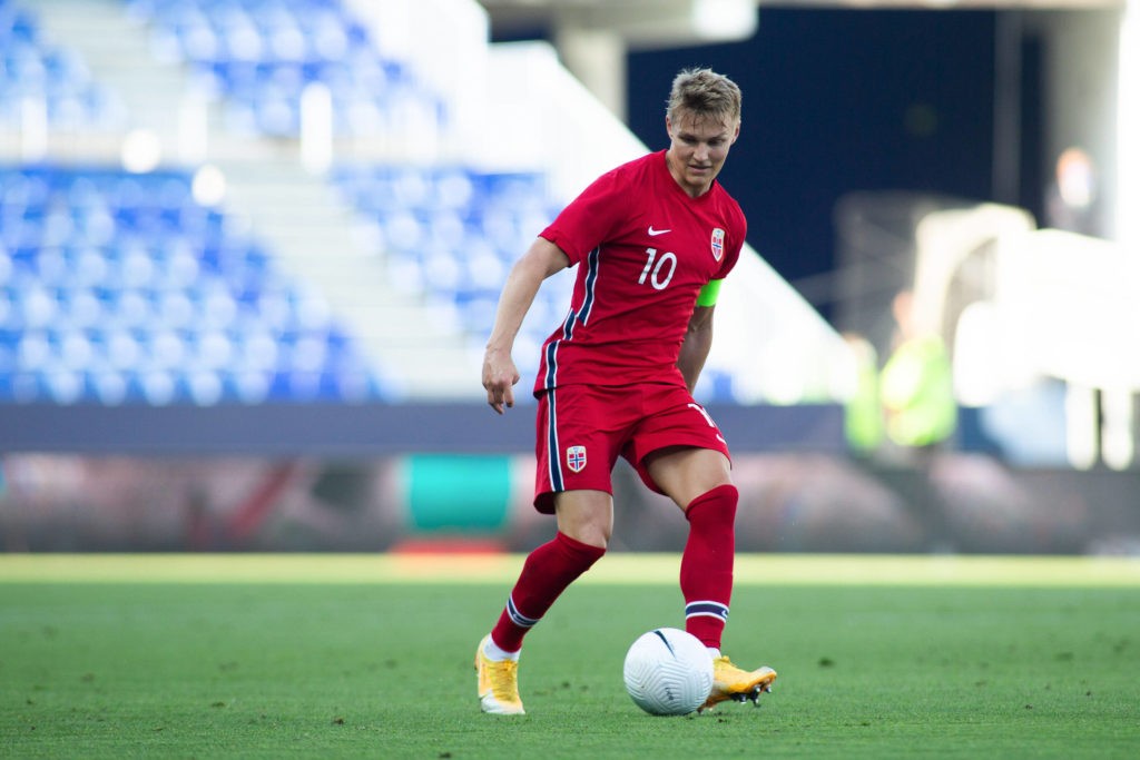 Mavropanos and Odegaard face off amid transfer speculation 2 MALAGA, SPAIN: Martin Odegaard of Norway during the International Friendly match between Norway and Greece at La Rosaleda Stadium on June 6, 2021, in Malaga, Spain. Copyright: Joaquin Corchero