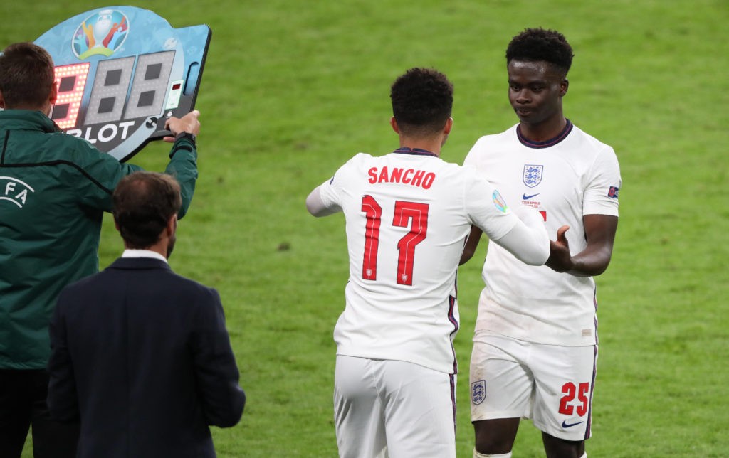 Jadon Sancho E replaces Bukayo Saka E at the Czech Republic v England UEFA EURO, EM, Europameisterschaft,Fussball 2020 Group D match at Wembley Stadium, London, UK, on June 22, 2020.