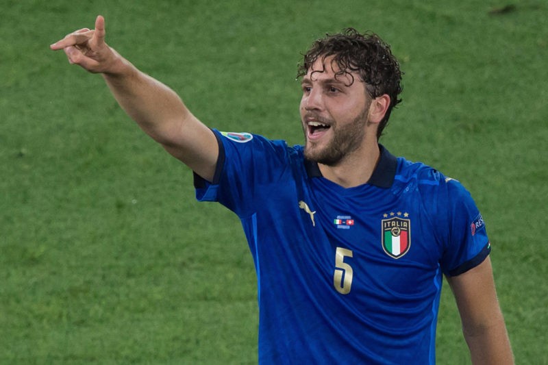 Manuel Locatelli of Italy celebrate after score the goal during the Euro2020 football match between Italy vs Switzerland at Olimpico stadium in Rom...