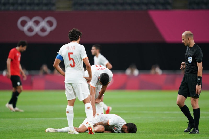 Jose Mourinho wants to sign Dani Ceballos in January 3 Dani Ceballos 10 Spain gets subbed out injured after a foul during the Mens Olympic Football Tournament Tokyo 2020 match between Egypt and Spain at Sapporo Dome in Sapporo, Japan. Egypt v Spain - Sapporo Dome