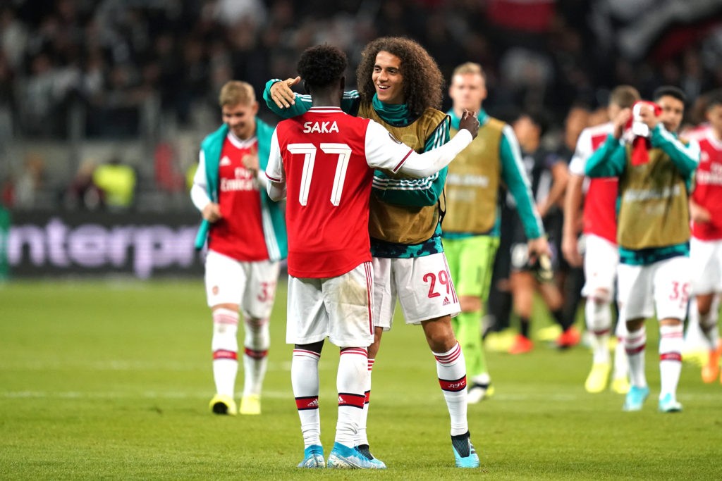 Former Gunner likely to return to the France squad 4 Bukayo Saka is congratulated by Arsenal s Matteo Guendouzi right after the final whistle Copyright: John Walton