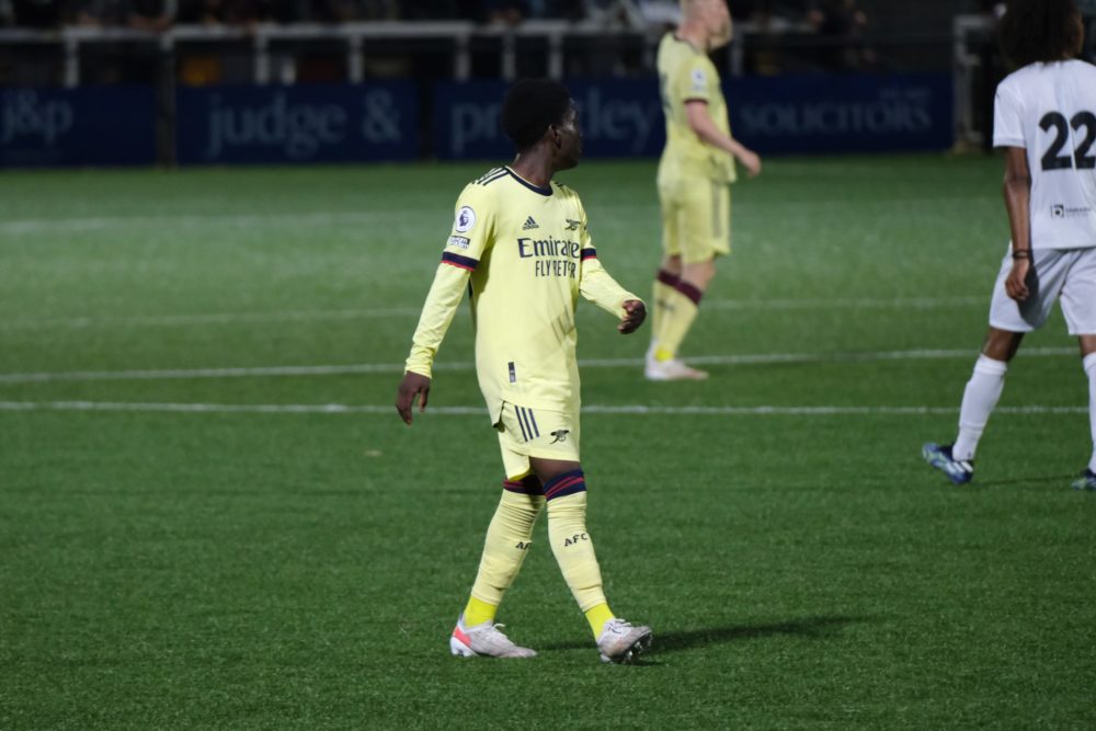 Amario Cozier-Duberry with the Arsenal u23s against Bromley FC (Photo by Dan Critchlow)