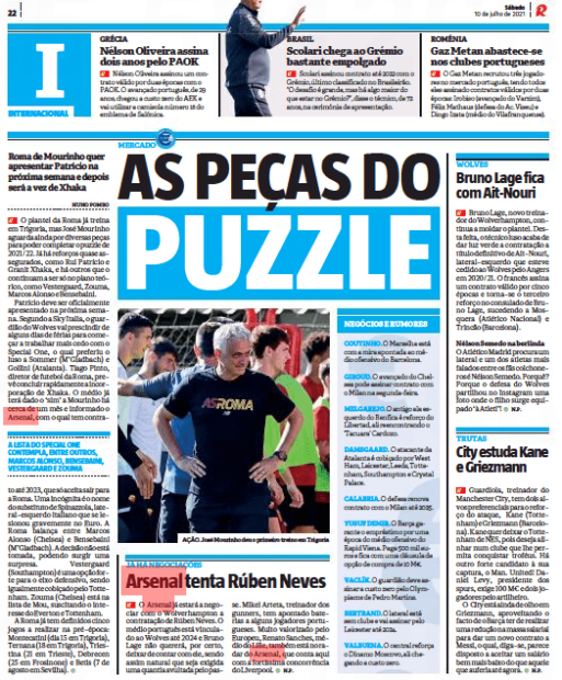 Arsenal Ruben Neves Record 10 July 2021