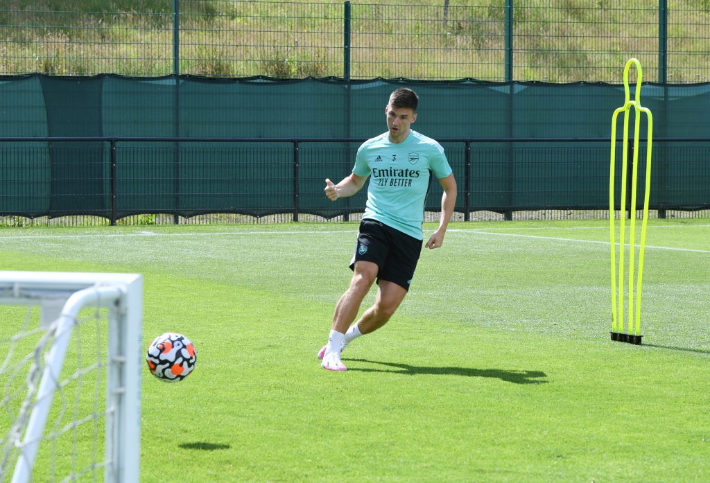 Kieran Tierney in training with Arsenal (Photo via Arsenal on Twitter)