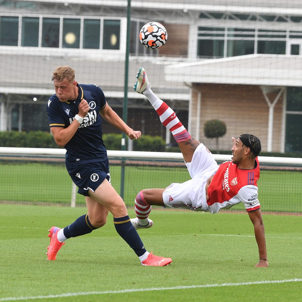 Pierre-Emerick Aubameyang in a pre-season friendly with Arsenal (Photo via Arsenal on Twitter)